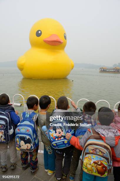 Rubber Duck refers to any of several giant floating sculptures designed by Dutch artist Florentijn in Summer Palace in Beijing. The Qing imperial...