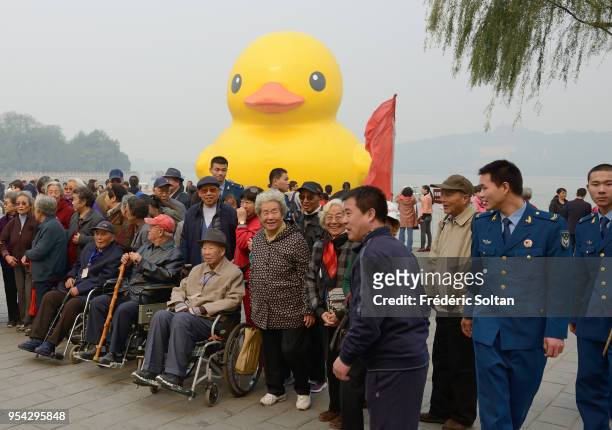 Rubber Duck refers to any of several giant floating sculptures designed by Dutch artist Florentijn in Summer Palace in Beijing. The Qing imperial...
