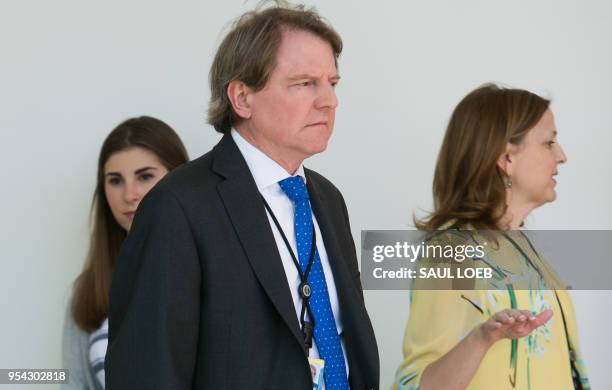 Don McGahn, White House Counsel, attends the National Day of Prayer ceremony hosted by US President Donald Trump in the Rose Garden of the White...