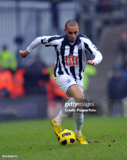 Peter Odemwingie of West Bromwich Albion in action during the Barclays Premier League match between West Bromwich Albion and Manchester United at The...