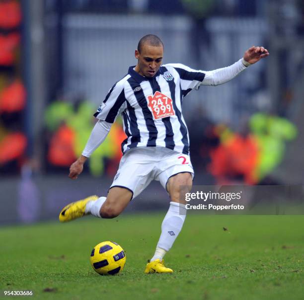 Peter Odemwingie of West Bromwich Albion in action during the Barclays Premier League match between West Bromwich Albion and Manchester United at The...