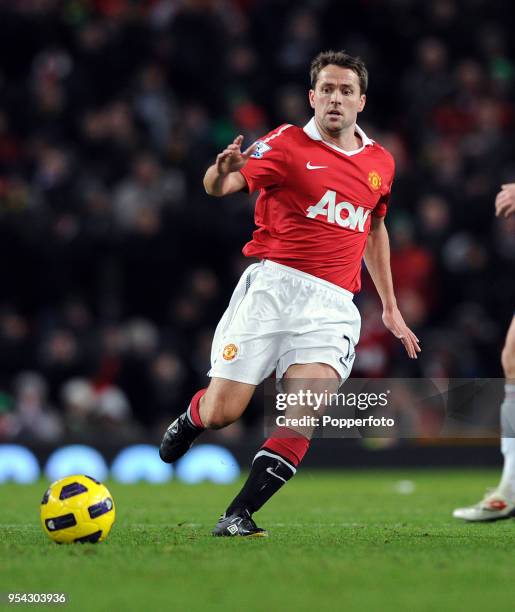 Michael Owen of Manchester United in action during the Barclays Premier League match between Manchester United and Stoke City at Old Trafford on...