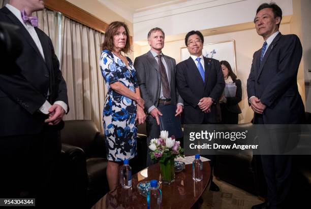 Cindy and Fred Warmbier, parents of the late Otto Warmbier, an American college student who was arrested and imprisoned in North Korea, meet with...