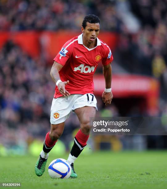 Nani of Manchester United in action during the FA Cup sponsored by Eon 3rd round match between Manchester United and Liverpool at Old Trafford on...