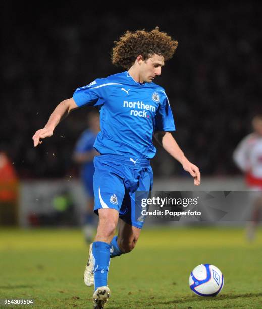 Fabricio Coloccini of Newcastle in action during the FA Cup sponsored by E.ON 3rd round match between Stevenage and Newcastle United at the Lamex...