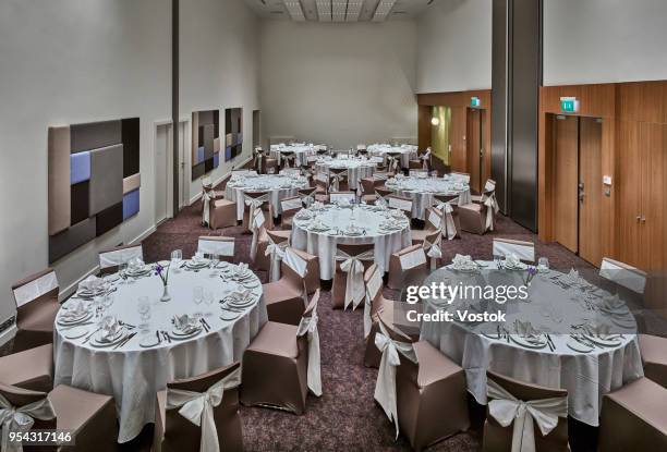 banqueting hall in the hotel complex in moscow - gala table stock pictures, royalty-free photos & images