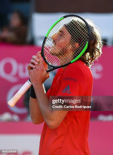 Stefanos Tsitsipas from Greece reacts during the match between Kevin Anderson from South Africa and Stefanos Tsitsipas from Greece for Millennium...