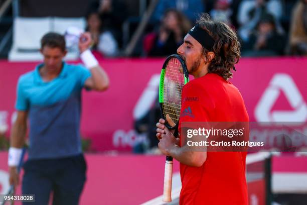 Stefanos Tsitsipas from Greece reacts during the match between Kevin Anderson from South Africa and Stefanos Tsitsipas from Greece for Millennium...