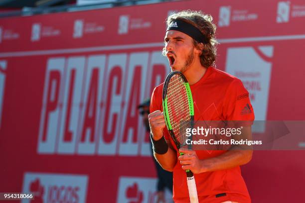 Stefanos Tsitsipas from Greece in action during the match between Kevin Anderson from South Africa and Stefanos Tsitsipas from Greece for Millennium...