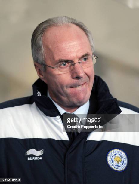 Leicester City manager Sven Goran Eriksson looks on during the FA Cup sponsored by E.On 3rd Round Replay match between Manchester City and Leicester...