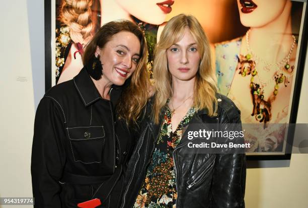 Alice Temperley and Eva Riccobono attend a private view of photographer Ellen von Unwerth's exhibition "Ladyland" at Opera Gallery on May 3, 2018 in...