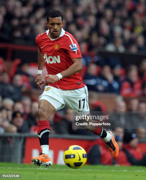 Nani of Manchester United in action during the Barclays Premier League match between Manchester United and Birmingham City at Old Trafford on January...