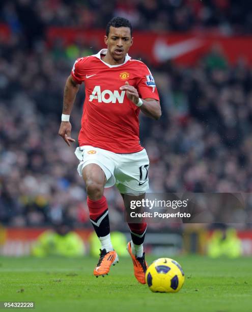 Nani of Manchester United in action during the Barclays Premier League match between Manchester United and Birmingham City at Old Trafford on January...