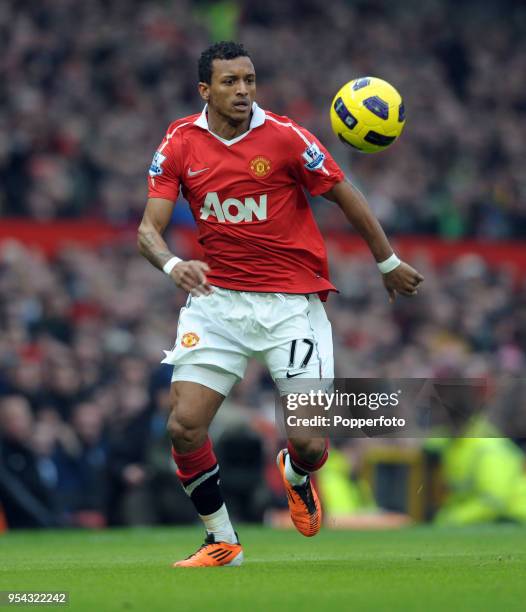 Nani of Manchester United in action during the Barclays Premier League match between Manchester United and Birmingham City at Old Trafford on January...