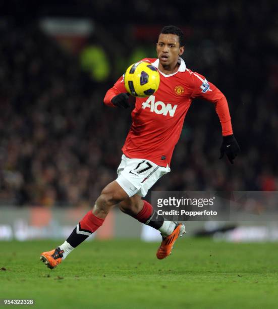 Nani of Manchester United in action during the Barclays Premier League match between Manchester United and Birmingham City at Old Trafford on January...