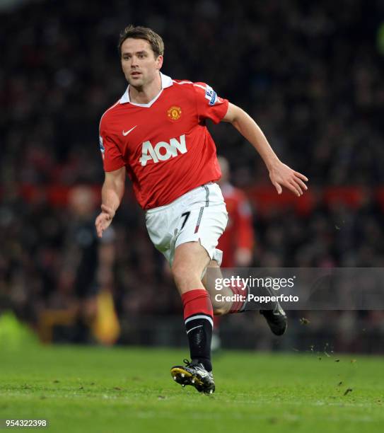 Michael Owen of Manchester United in action during the Barclays Premier League match between Manchester United and Birmingham City at Old Trafford on...