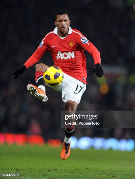 Nani of Manchester United in action during the Barclays Premier League match between Manchester United and Birmingham City at Old Trafford on January...