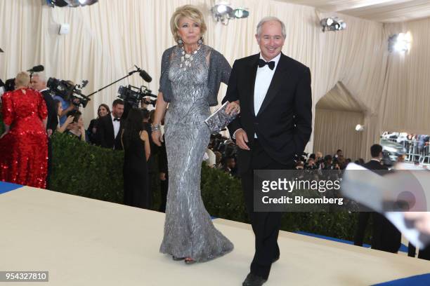 Stephen Schwarzman, co-founder and chief executive officer of Blackstone Group LP, and wife Christine Schwarzman arrive at the Met Gala in New York,...