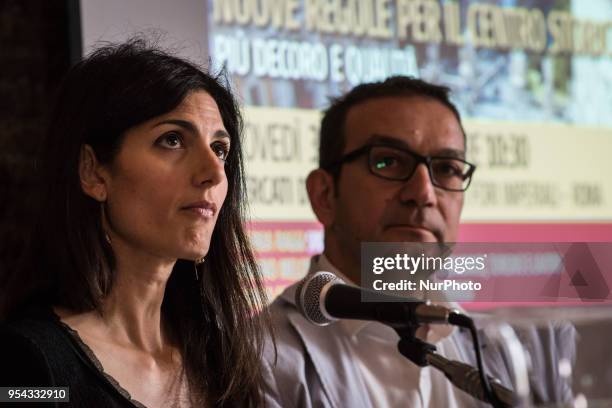 The Mayor of Rome Virginia Raggi,the Councillor for Economic Development, Tourism and Labour Adriano Meloni and the President of the Commerce...