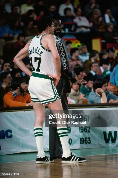 John Havlicek of the Boston Celtics looks on during a game circa 1970 at the Boston Garden in Boston, Massachusetts. NOTE TO USER: User expressly...