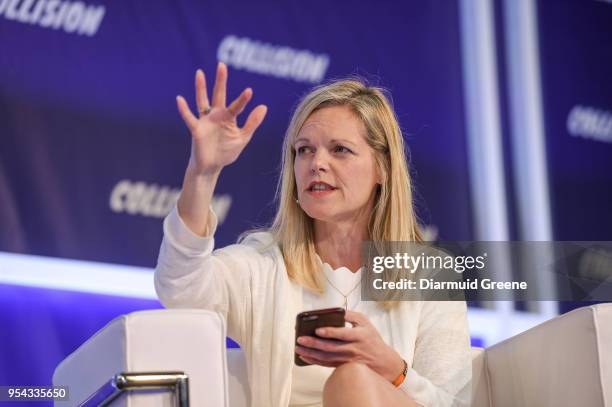 Louisiana , United States - 3 May 2018; Claire Atkinson, Senior Media Editor, NBC News on the Panda Conf stage during day three of Collision 2018 at...