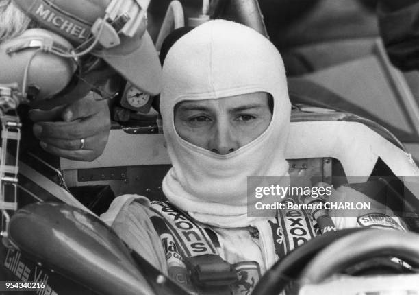 Gilles Villeneuve sur Ferrari lors du Grand Prix de France de formule 1 le 1er juillet 1979 à Dijon, France.