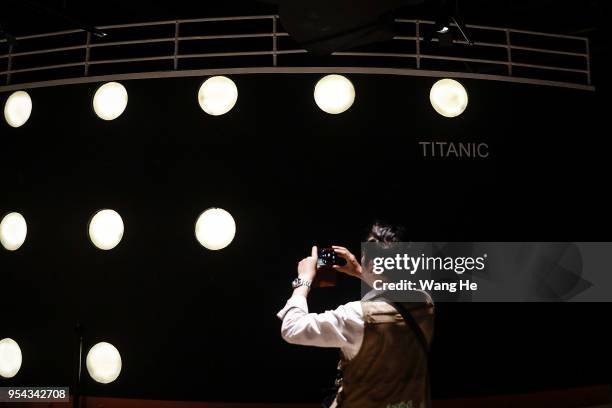 Visitor take pictures of the replica Titanic during the "Titanic the Artifact Exhibition," at Hangu art Gallery on May 3th, 2018 in Wuhan, Hubei...