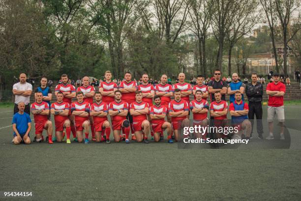 rugby team - rugbymannschaft stock-fotos und bilder