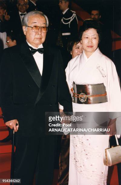 Shohei Imamura et sa femme lors du Festival de Cannes le 12 mai 1997, France.