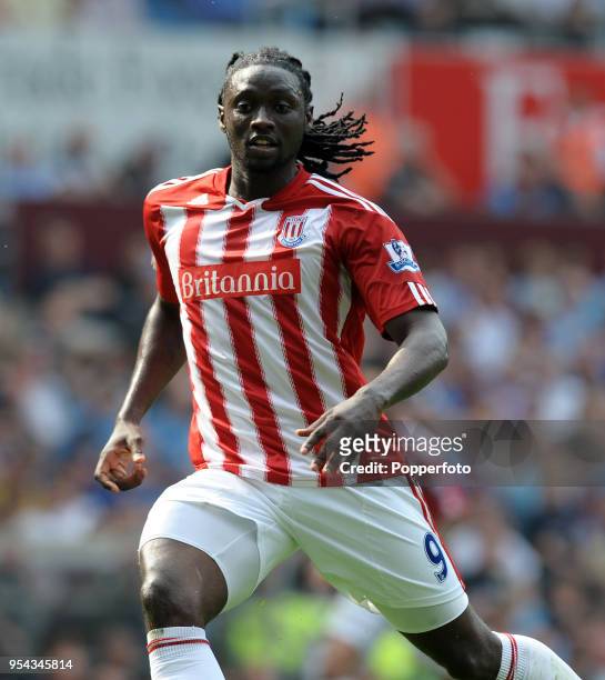 Kenwyne Jones of Stoke City in action during the Barclays Premier League match between Aston Villa and Stoke City at Villa Park on April 23, 2011 in...