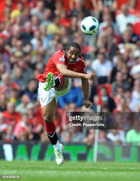 Anderson of Manchester United in action during the Barclays Premier League match between Manchester United and Everton at Old Trafford on April 23,...