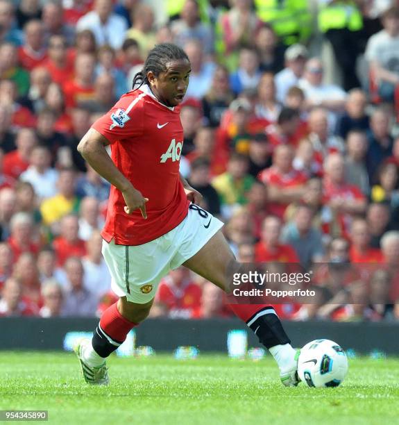 Anderson of Manchester United in action during the Barclays Premier League match between Manchester United and Everton at Old Trafford on April 23,...