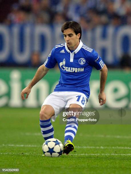 Jose Manuel Jurado of Schalke 04 in action during the UEFA Champions League Semi Final first leg match between FC Schalke 04 and Manchester United at...