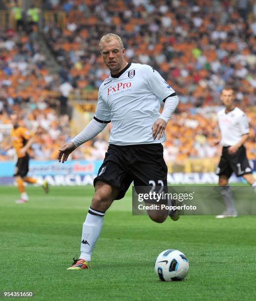 Eidur Gudjohnsen of Fulham in action during the Barclays Premier League match between Wolverhampton Wanderers and Fulham at Molineux on April 23,...