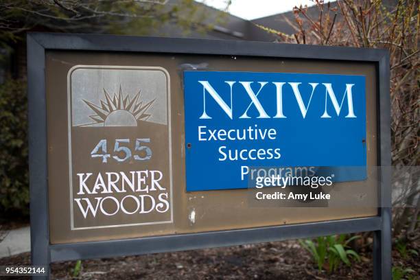 The NXIVM Executive Success Programs sign outside of the office at 455 New Karner Road on April 26, 2018 in Albany, New York. Keith Raniere, founder...