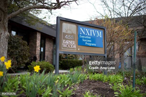 The NXIVM Executive Success Programs sign outside of the office at 455 New Karner Road on April 26, 2018 in Albany, New York. Keith Raniere, founder...