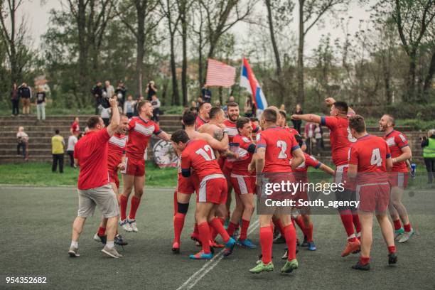 rugby players celebrating - rugby league fans stock pictures, royalty-free photos & images