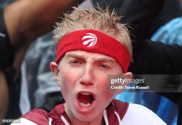 Toronto Raptors fans gather in Jurassic Park outside the Air Canada Centre as the Toronto Raptors play the Cleveland Cavaliers in the second round of...