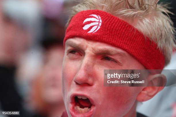 Toronto Raptors fans gather in Jurassic Park outside the Air Canada Centre as the Toronto Raptors play the Cleveland Cavaliers in the second round of...