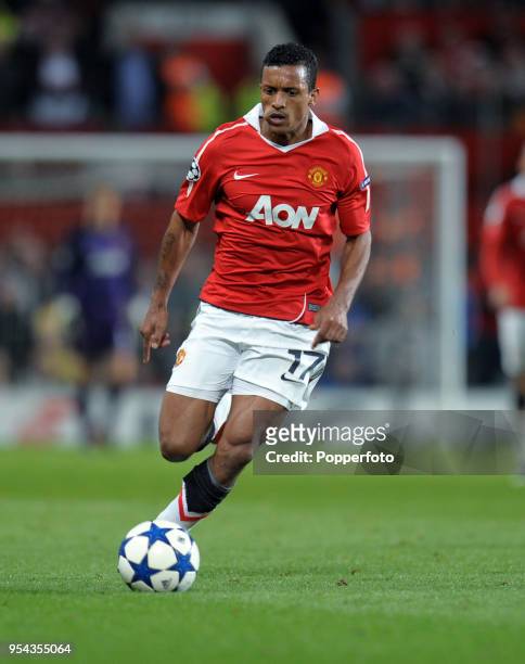 Nani of Manchester United in action during the UEFA Champions League Semi-Final second leg match between Manchester United and Schalke 04 at Old...