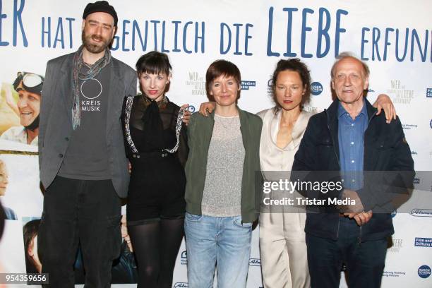 Johannes Gwisdek, Meret Becker, Kerstin Polte, Sabine Timoteo and Karl Kranzkowski during the 'Wer hat eigentlich die Liebe erfunden?' premiere on...