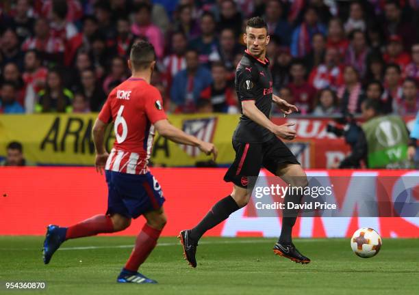 Laurent Koscielny of Arsenal during the UEFA Europa League Semi Final second leg match between Atletico Madrid and Arsenal FC at Estadio Wanda...