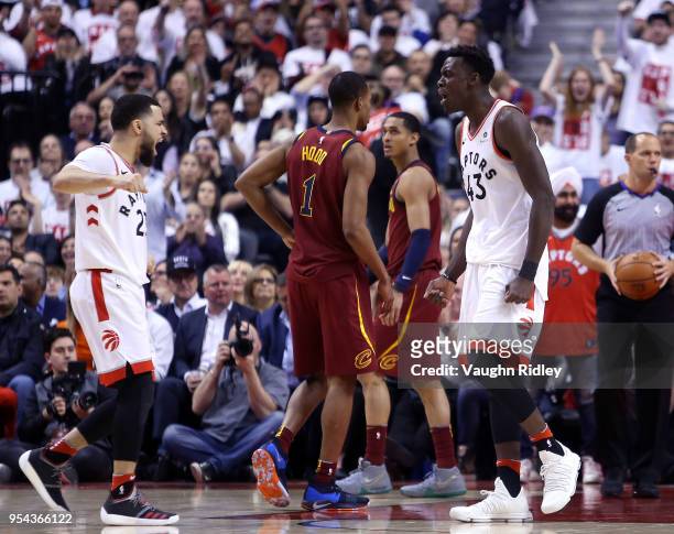 Pascal Siakam of the Toronto Raptors reacts after sinking a basket in the second half of Game One of the Eastern Conference Semifinals against the...