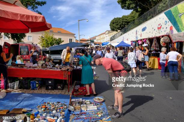Feira Da Ladra Flea Market on Tuesday and Saturdays in Alfama, Lisbon, Portugal