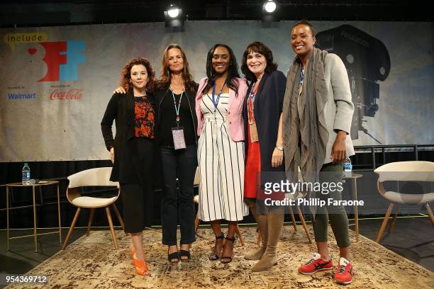 Madeline Di Nonno, Heather Rae, Courtney Parker, Chevonne O'Shaughnessy, and Aisha Tyler attend the A League Of Their Own panel at the 4th Annual...