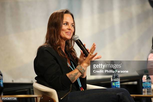 Heather Rae speaks onstage during the A League Of Their Own panel at the 4th Annual Bentonville Film Festival - Day 3 on May 3, 2018 in Bentonville,...
