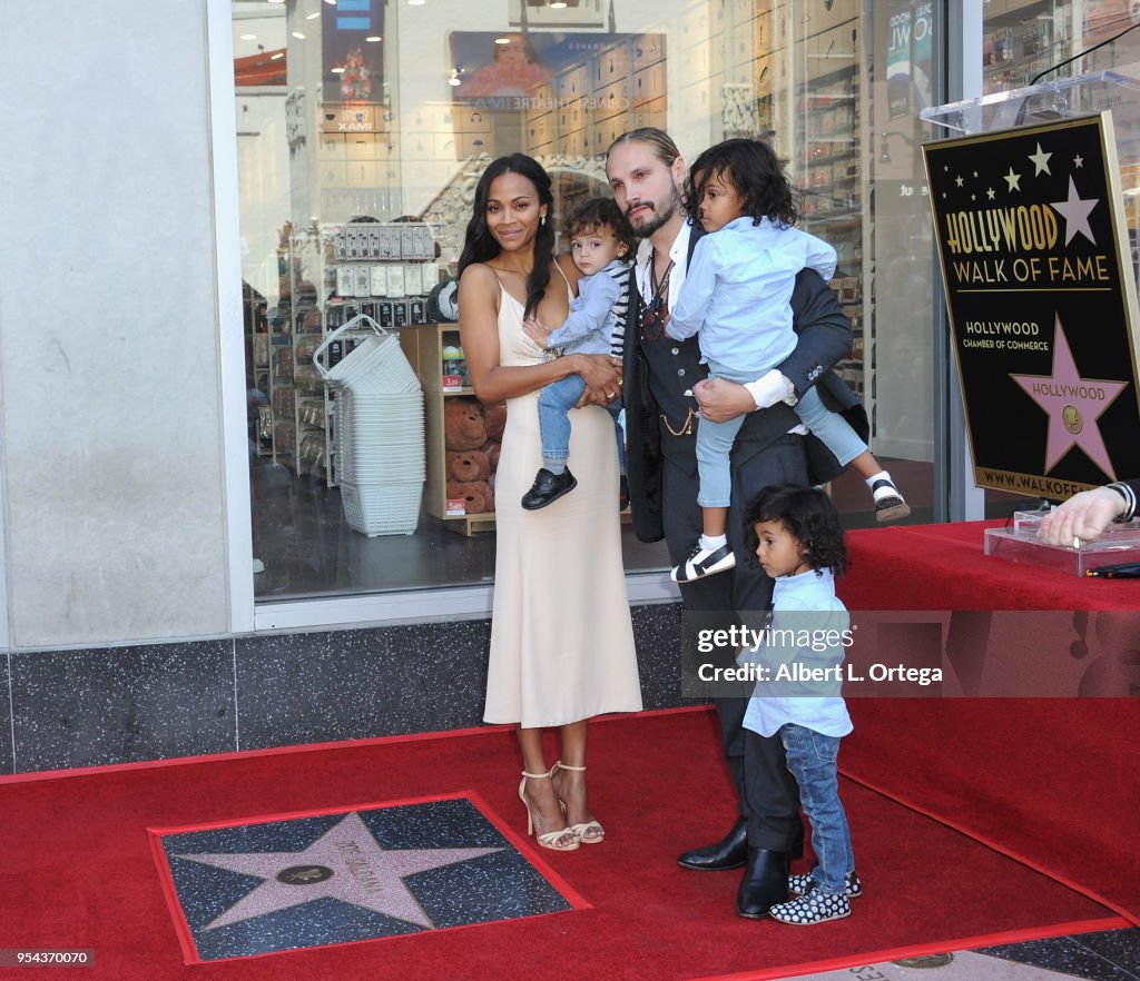 Zoe Saldana Honored With A star ceremony on The Hollywood Walk Of Fame