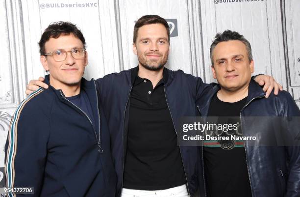 Film producer Anthony Russo, actor Sebastian Stan and film director Joe Russo attend Build Series to discuss 'Avengers: Infinity War' at Build Studio...