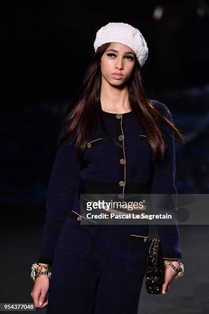 Model walks the runway during Chanel Cruise 2018/2019 Collection at Le Grand Palais on May 3, 2018 in Paris, France.