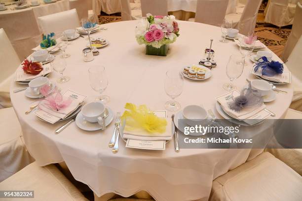 View of table detail at Lifetime's afternoon tea in celebration of the premiere of the upcoming movie, "Harry & Meghan: A Royal Romance" at The...